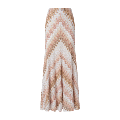 Long skirt in lace-effect lamé viscose blend 