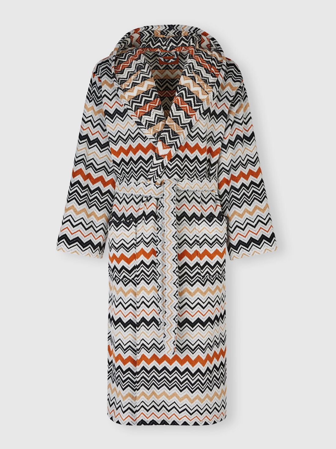 Bernard bathrobe in cotton terry with zigzag pattern, Multicoloured  - 1B3AC99708160 - 0