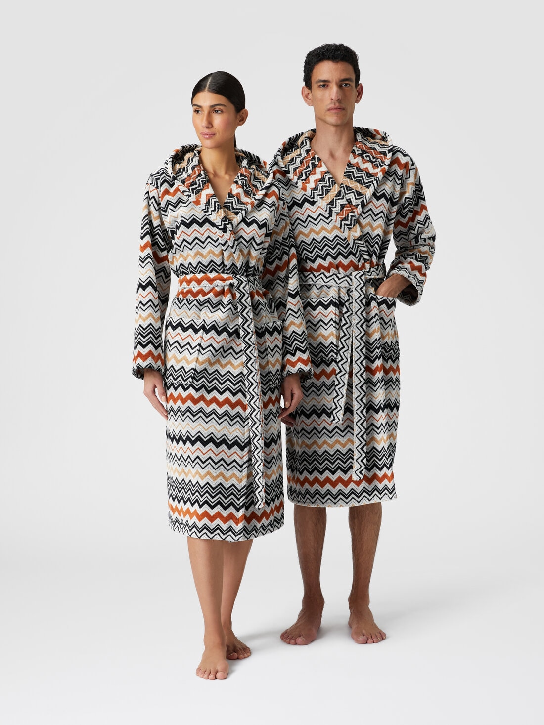 Bernard bathrobe in cotton terry with zigzag pattern Multicoloured | Missoni