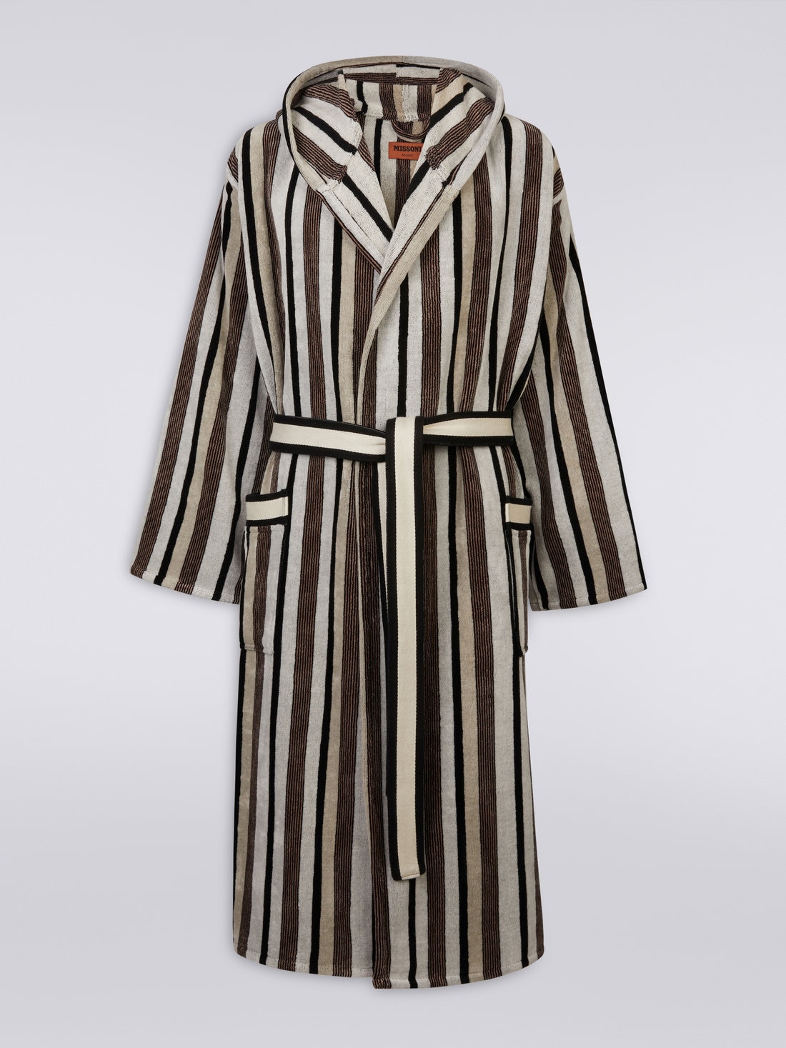 Craig striped cotton terry bathrobe, Black & White - 1C3AC99738601 - 0