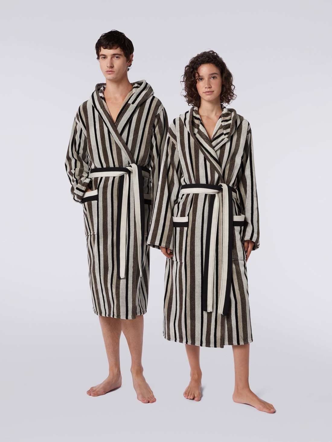 Craig striped cotton terry bathrobe, Black & White - 1C3AC99738601 - 1