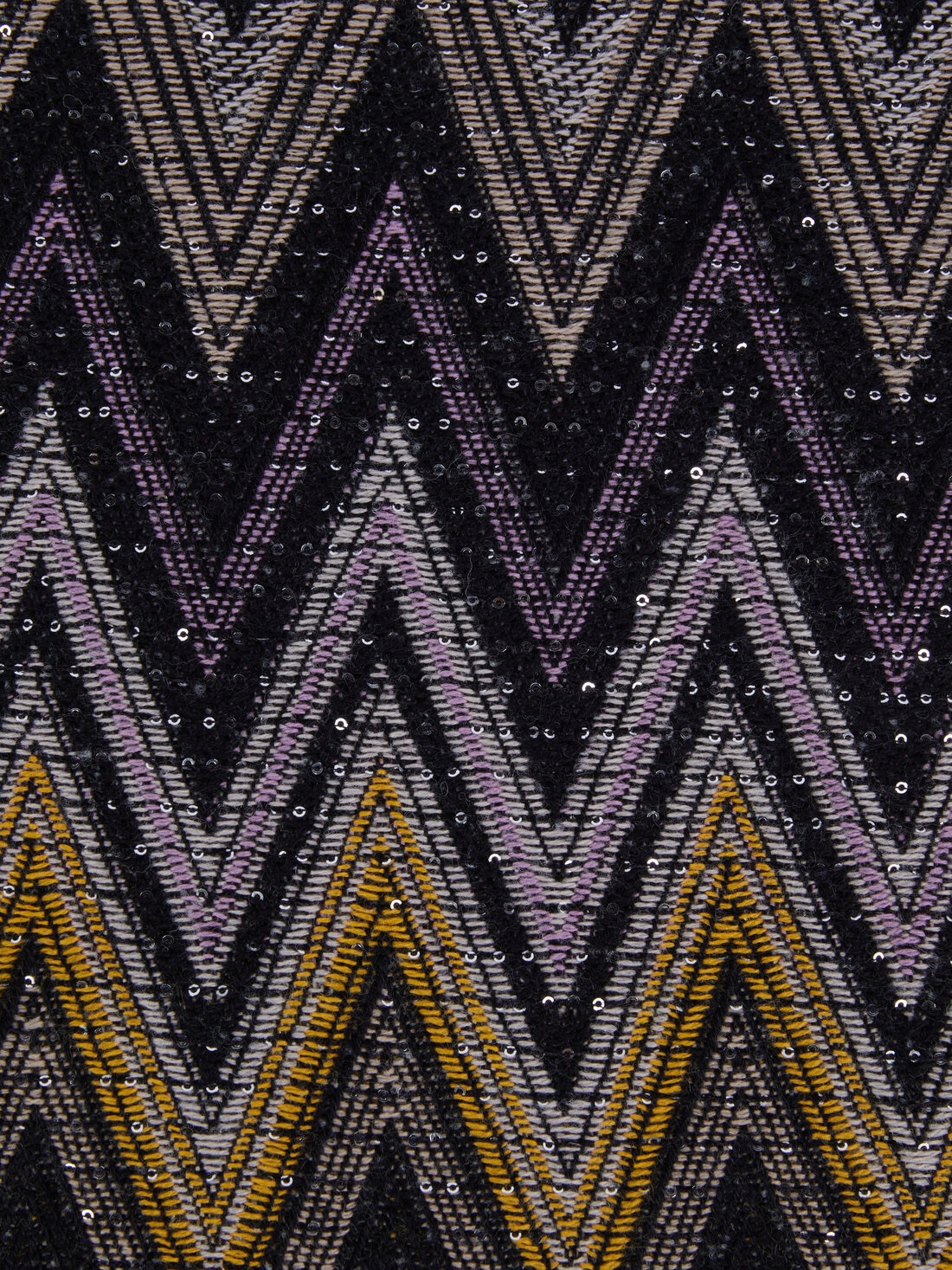 Plaid Chen 140x200 cm en laine mélangée zigzag avec paillettes, Noir    - 8051575836909 - 3