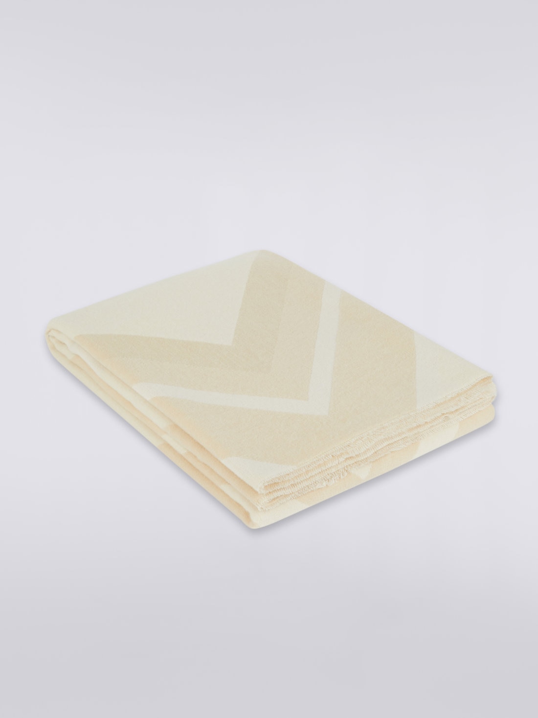 Cornelio 130x190 cm plaid blanket in zigzag wool, White  - 8051575836930 - 0