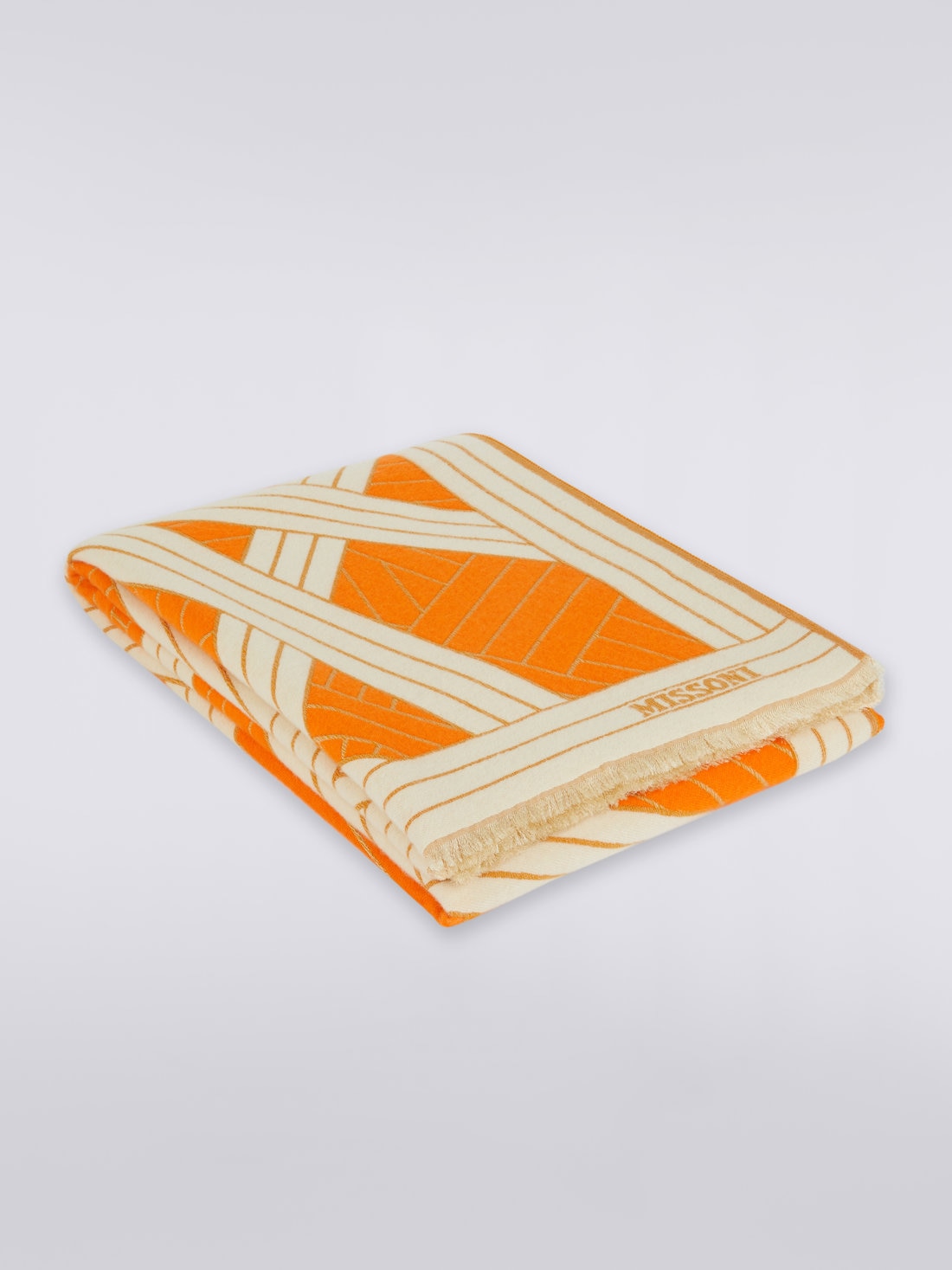 Plaid Nastri 135x190 cm laine, cachemire et soie, Orange - 8051575836954 - 0