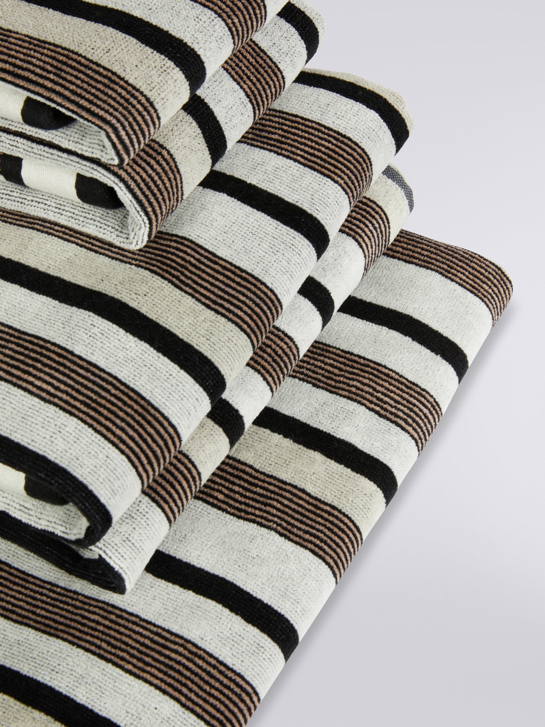 5-piece Craig bath towel set in stripped cotton terry Black & White |  Missoni