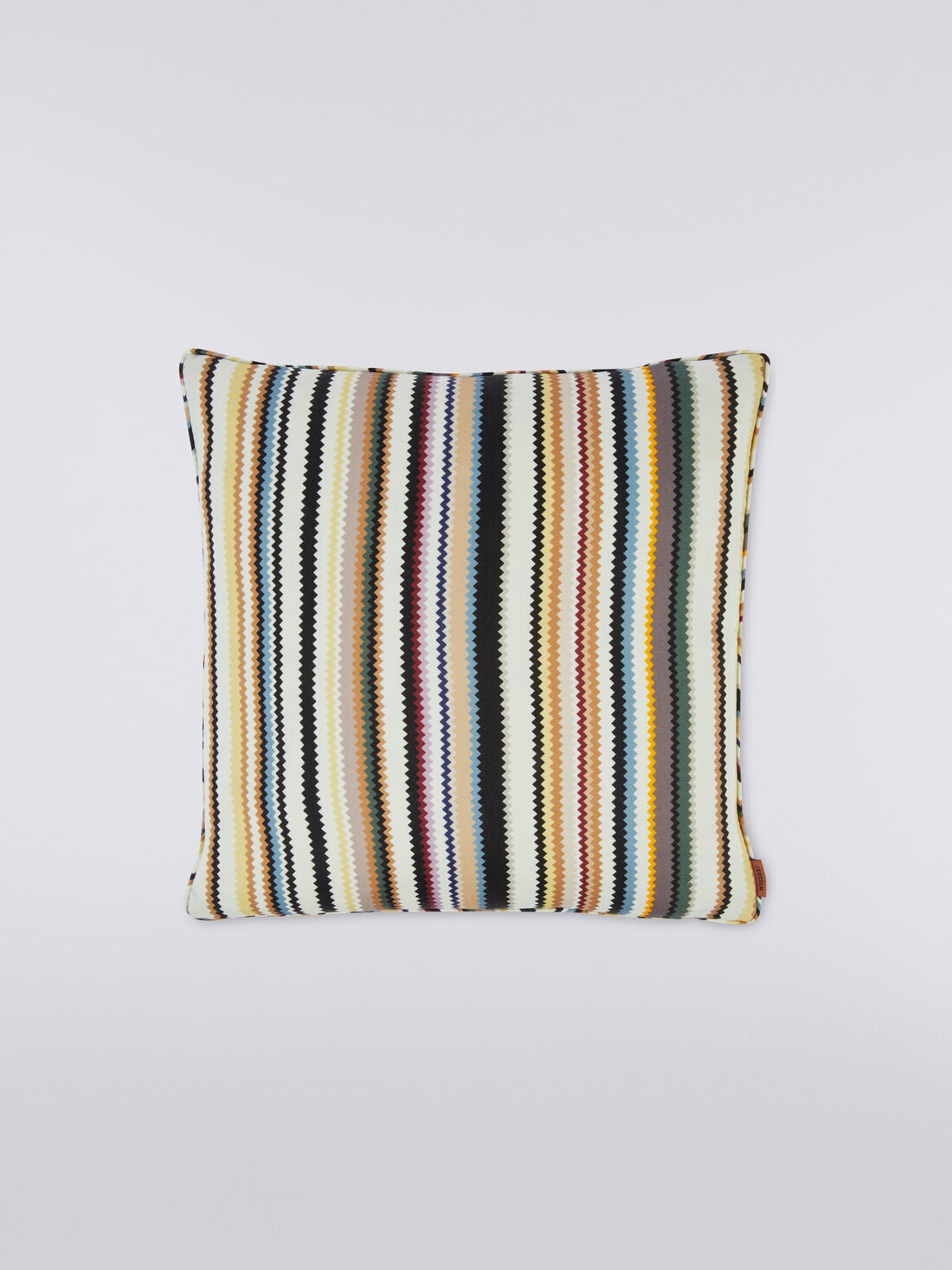 Coussin Shangai 40x40 cm en laine satinée zig zag, Noir    - 8051575837517 - 0