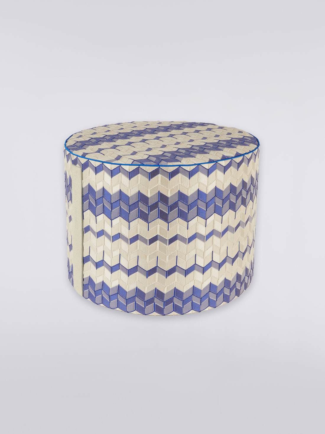 Tread 40x30 cm cylindrical pouffe with 3D effect chevron, Blue - 8051575831355 - 0