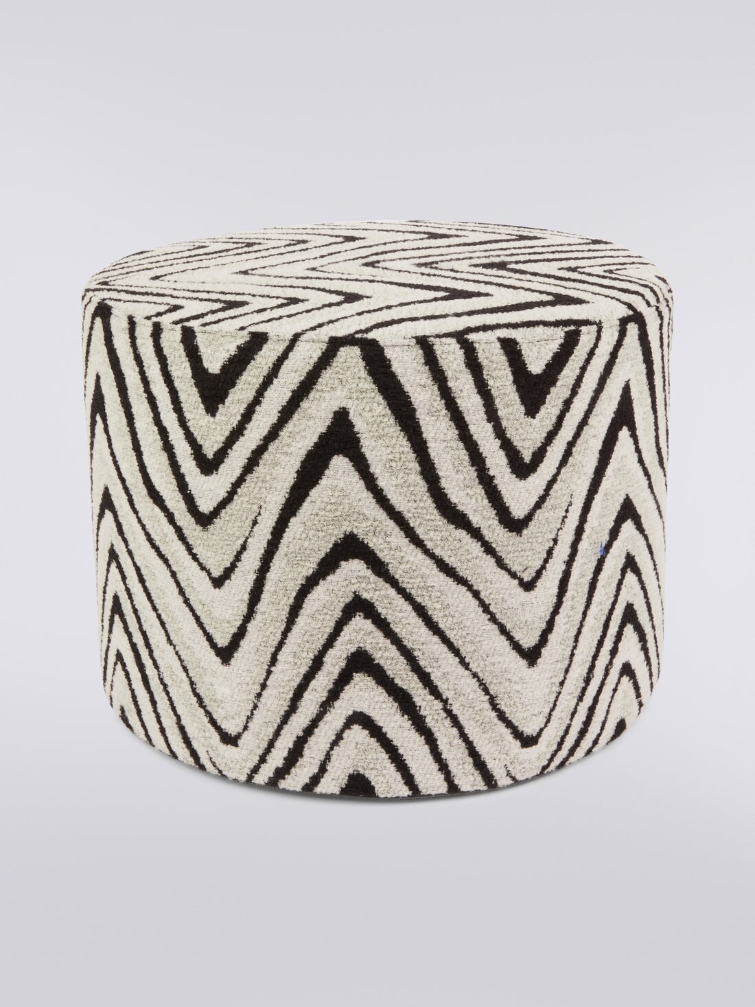 Pouf cylindrique Savana 40x30 cm en laine m lang e chevron Noir