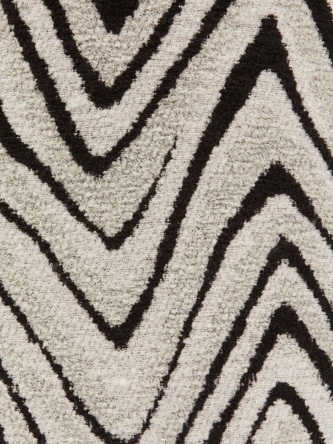 Savana 40x30 cm wool blend chevron cylindrical pouffe, Black & White - 2