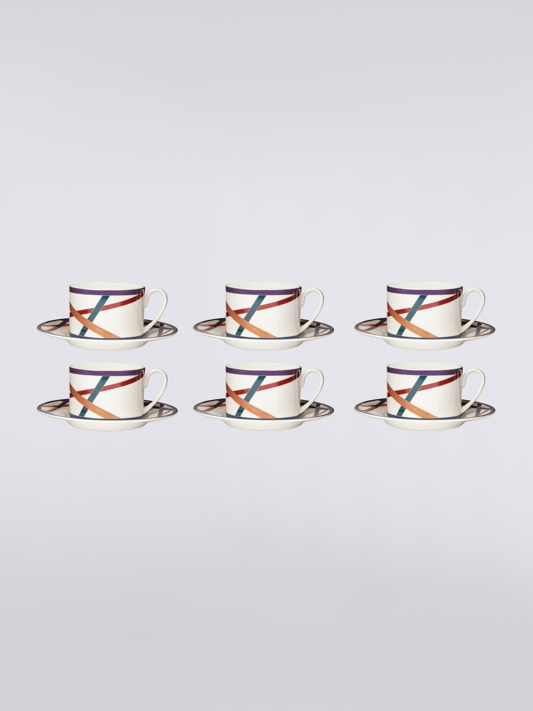 Nastri Set of 6 tea cups & saucers, Multicoloured  - 8051575977640 - 1