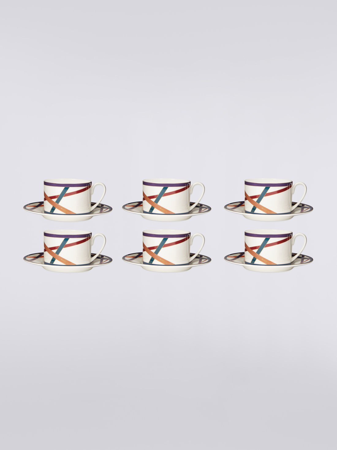 Nastri Tazza Tè Set 6 Pz C/Piattino, Multicolore  - 8051575977640 - 1