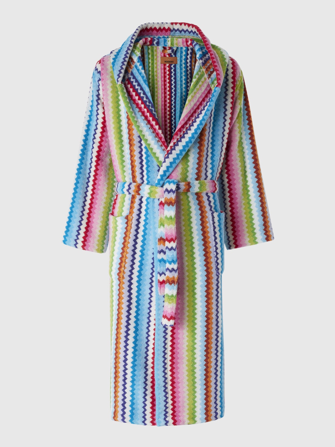 Riverbero bathrobe in zig zag cotton terry , Pink & Multicoloured - 1D3AC99704TH125 - 0