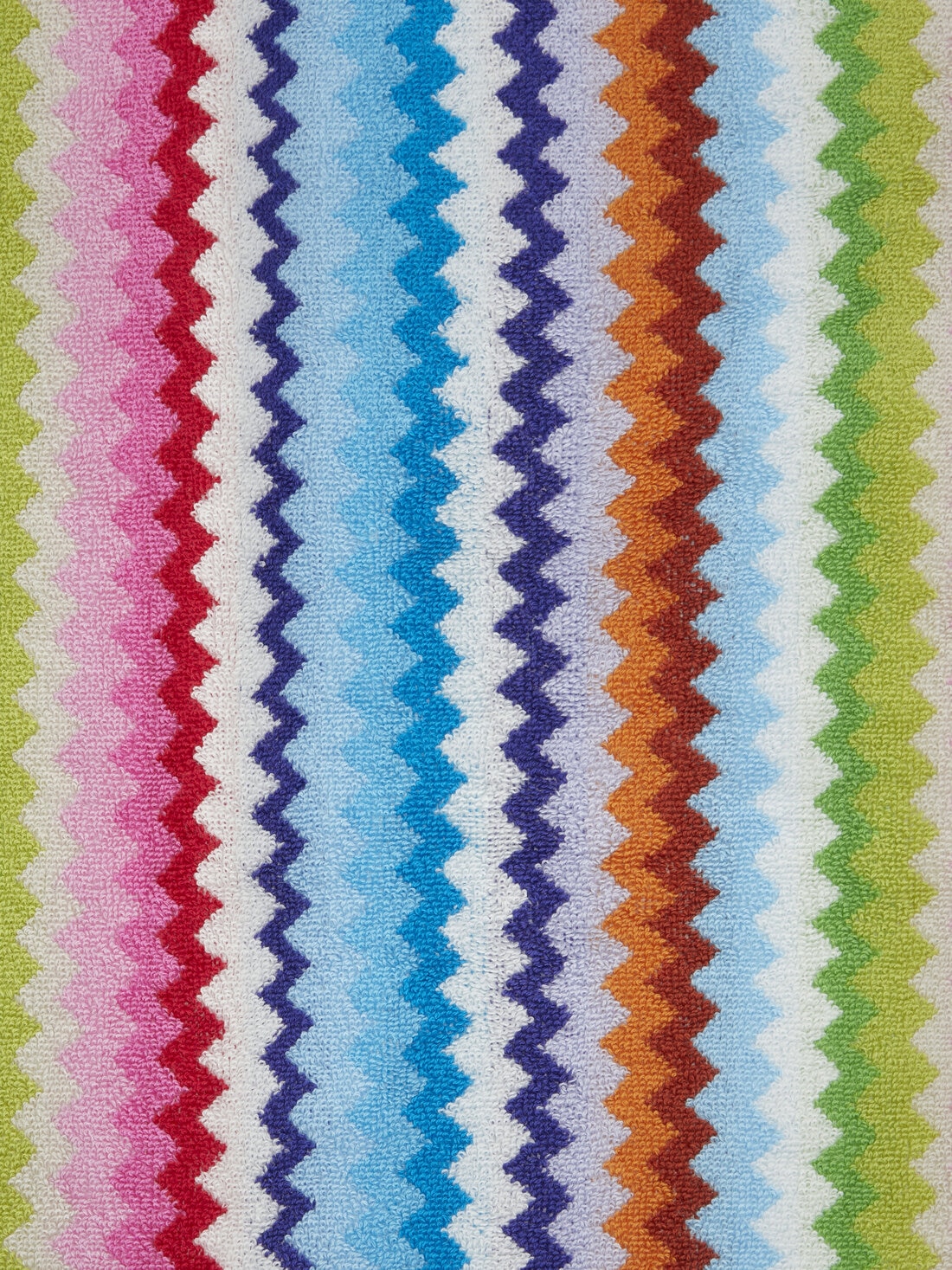 3 Piece Set of Zig Zag Cotton Terry Riverbero Bath Towels, Pink & Multicoloured - 8053147122359 - 3