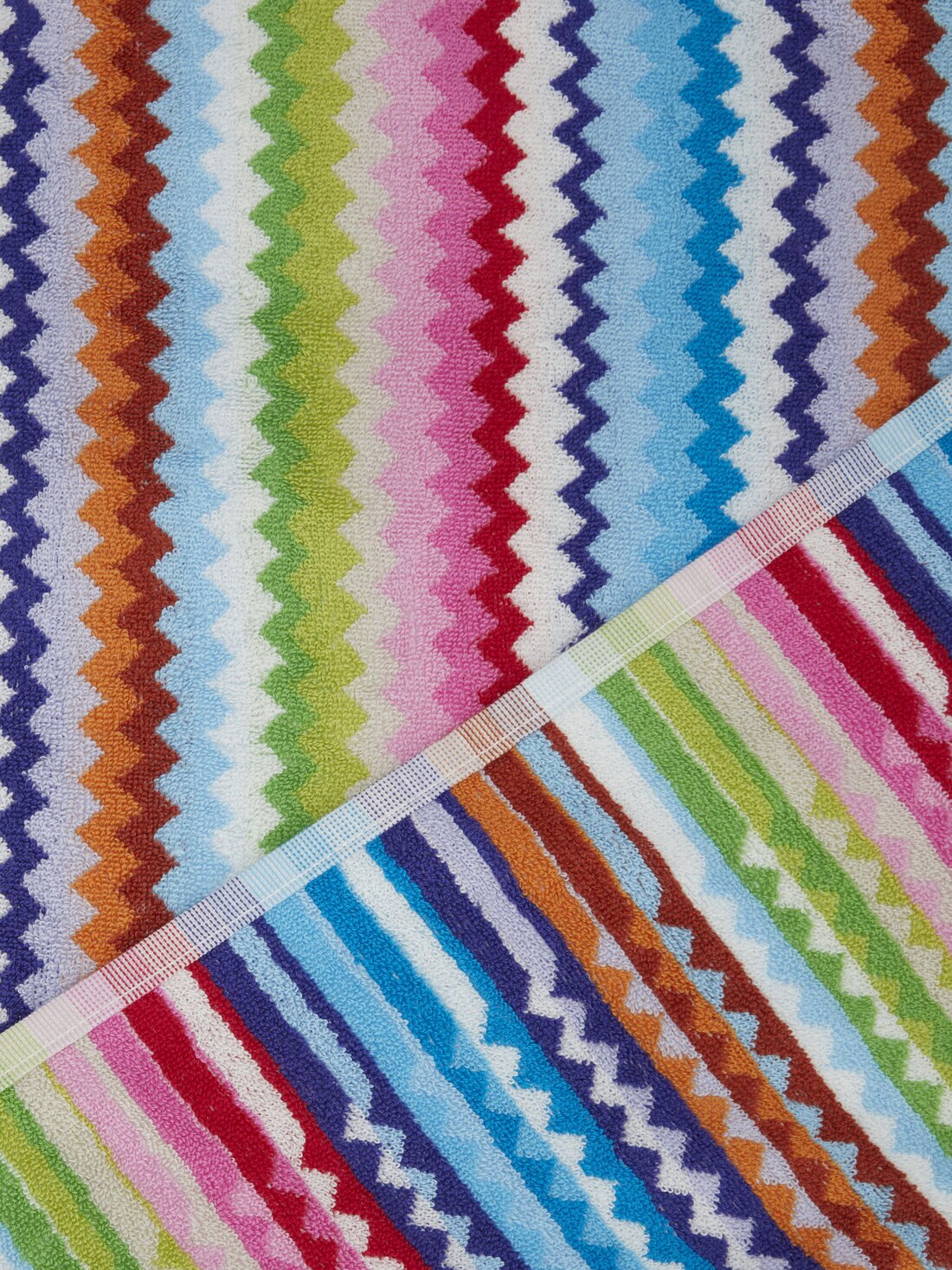 Bath towel 150x100 cm Zig zag cotton terry Riverbero , Pink & Multicoloured - 8053147122373 - 2