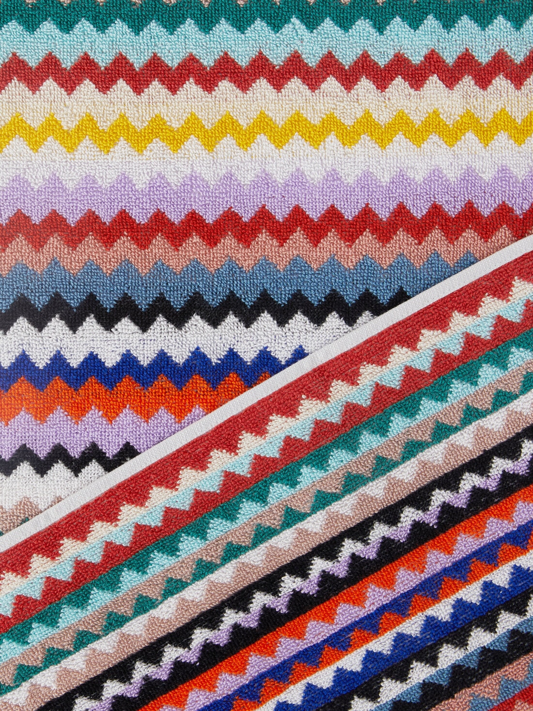 Ensemble de 2 serviettes de bain Riverbero en coton éponge à zigzag, Multicolore  - 8053147105260 - 2