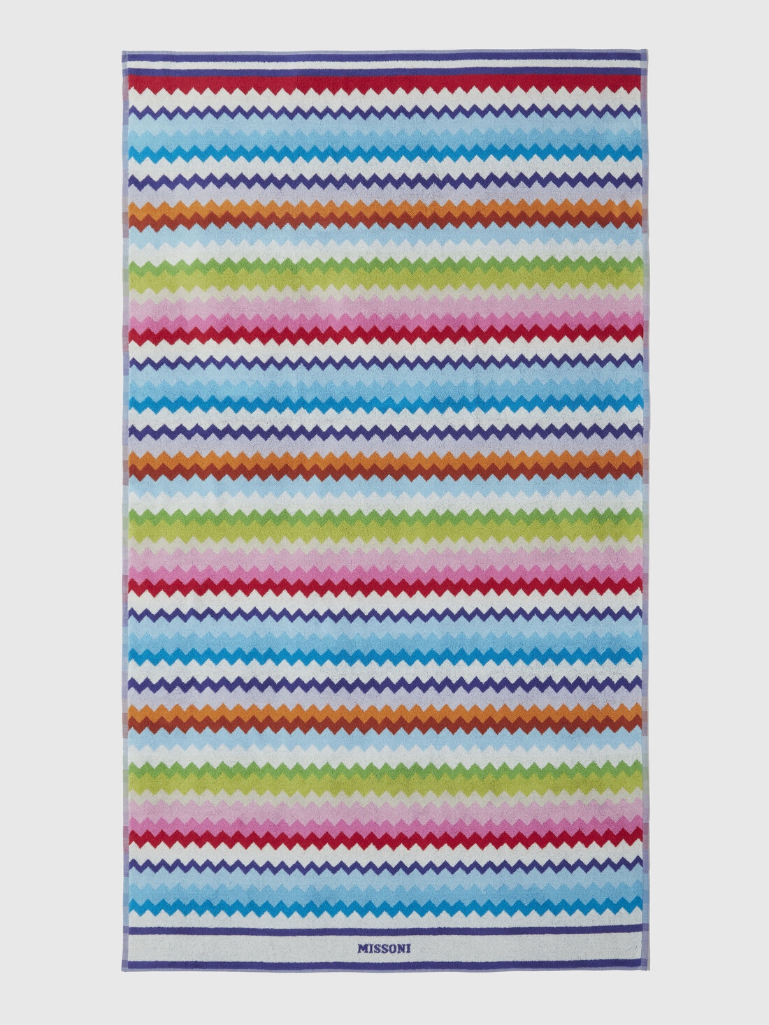 Beach towel 100x180 cm Riverbero in zig zag cotton terry, Pink & Multicoloured - 8053147122380 - 1