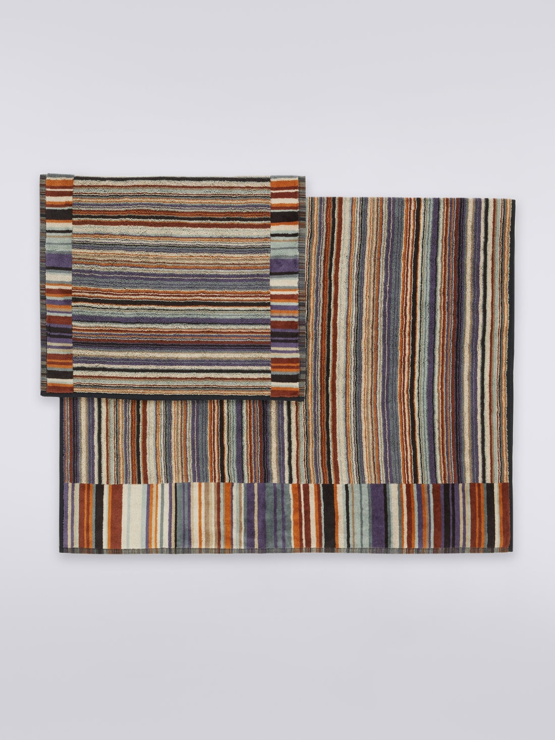 2-piece Jazz bath towel set in striped cotton terry, Multicoloured  - 8051275447009 - 1