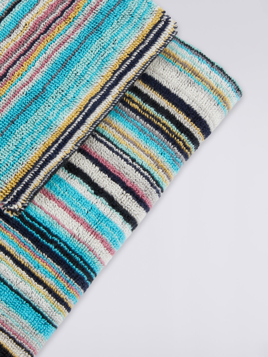 2-piece Jazz bath towel set in striped cotton terry, Blue - 8033050339389 - 2