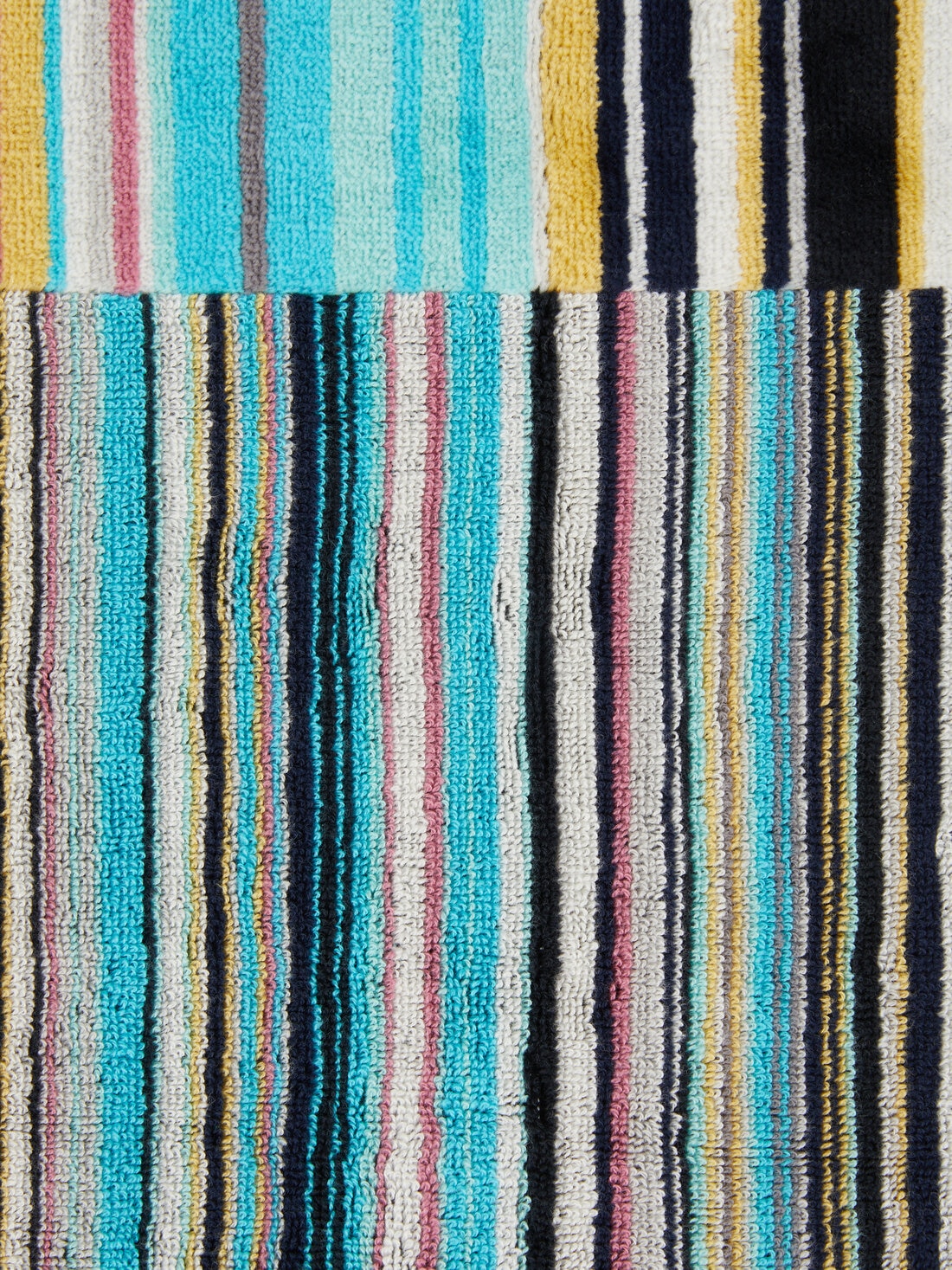 2-piece Jazz bath towel set in striped cotton terry, Blue - 8033050339389 - 3