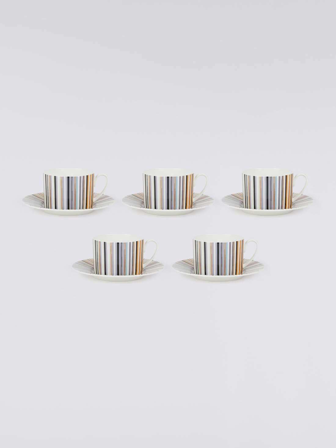 Stripes Jenkins Set of 6 tea cups & saucers, White  - 8051575900389 - 2