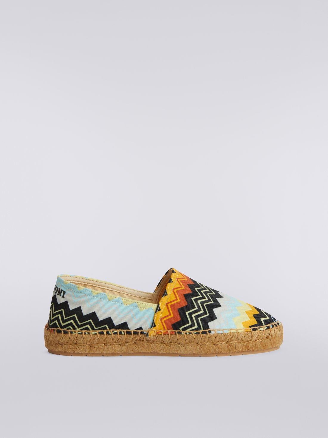 Printed canvas flat espadrilles with logo inscription, Multicoloured  - AC23SY01BW00HQSM8NP - 0