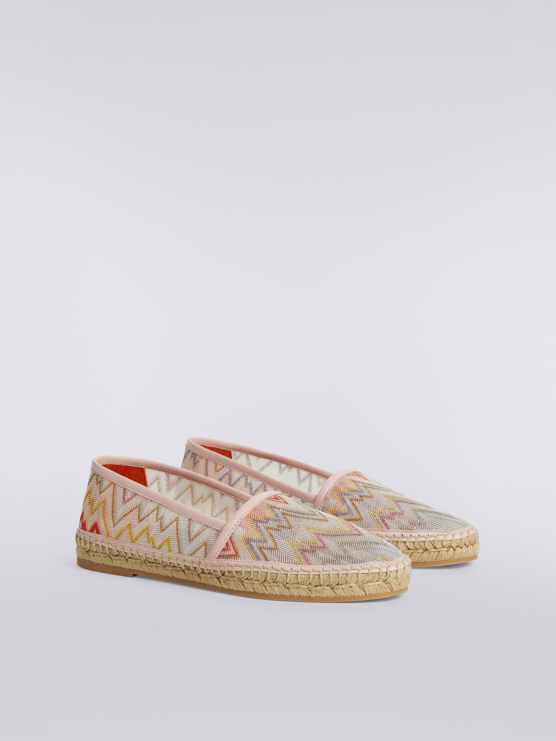 Flache Espadrilles mit Obermaterial aus Strick mit Spitzeneffekt und lamé, Mehrfarbig  - AC23SY02BR00JHSM8NN - 1