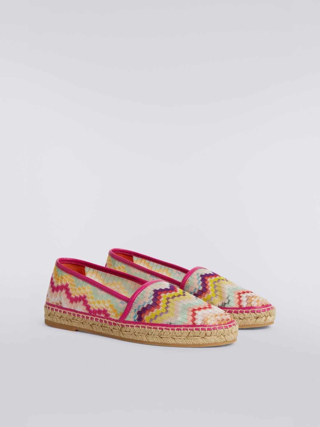 Flat espadrilles in zigzag fabric with rope sole, Multicoloured  - AC23SY02BR00JISM8LL - 1