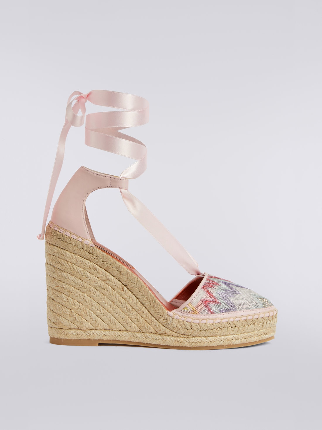 Espadrilles con zeppa in tessuto con lurex, Multicolore  - AC23SY03BR00JHSM8NN - 0