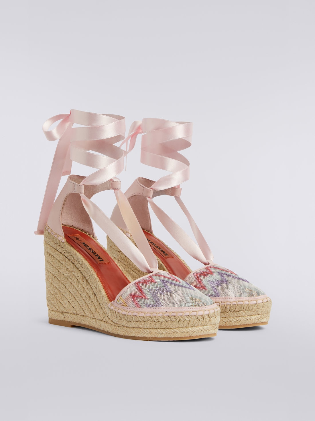 Espadrilles with lurex fabric wedge, Multicoloured  - AC23SY03BR00JHSM8NN - 1