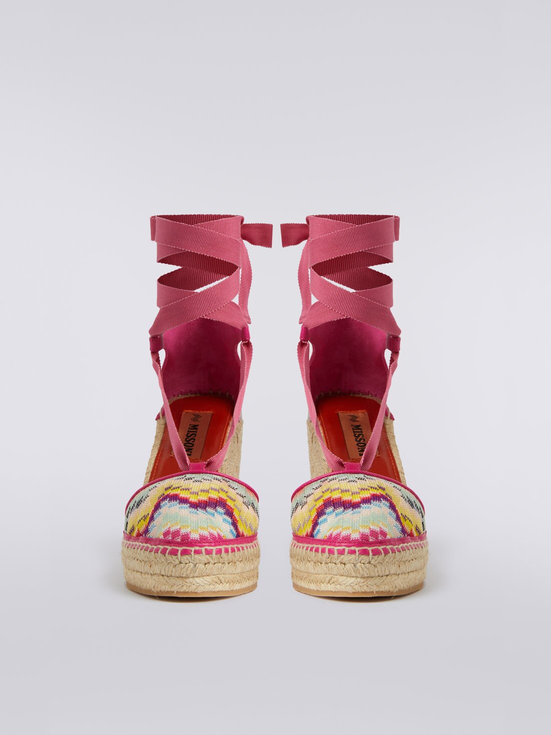 Espadrilles with chevron fabric upper and wedge, Multicoloured  - AC23SY03BR00JISM8LL - 2