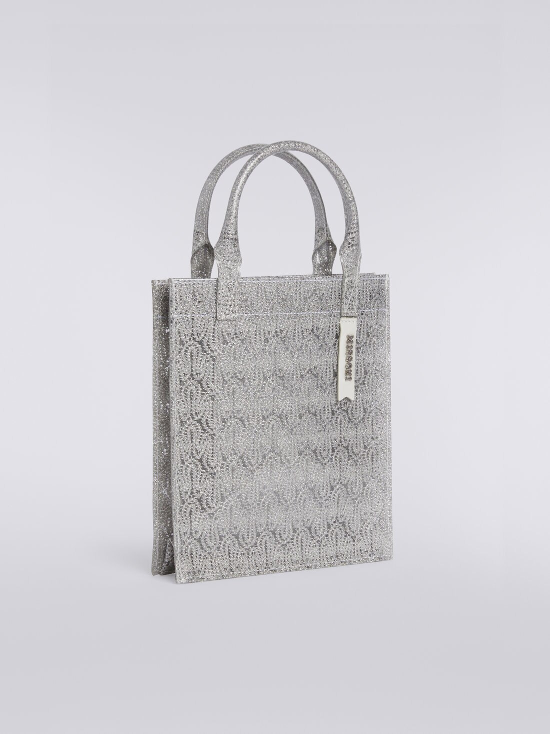 Bolso de PVC y viscosa con lamé, Plateado & Gris Lamé - 8051575725302 - 1