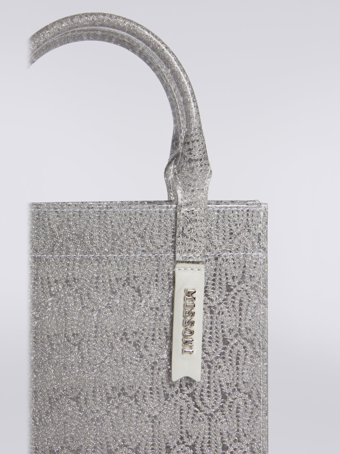 Bolso de PVC y viscosa con lamé, Plateado & Gris Lamé - 8051575725302 - 3