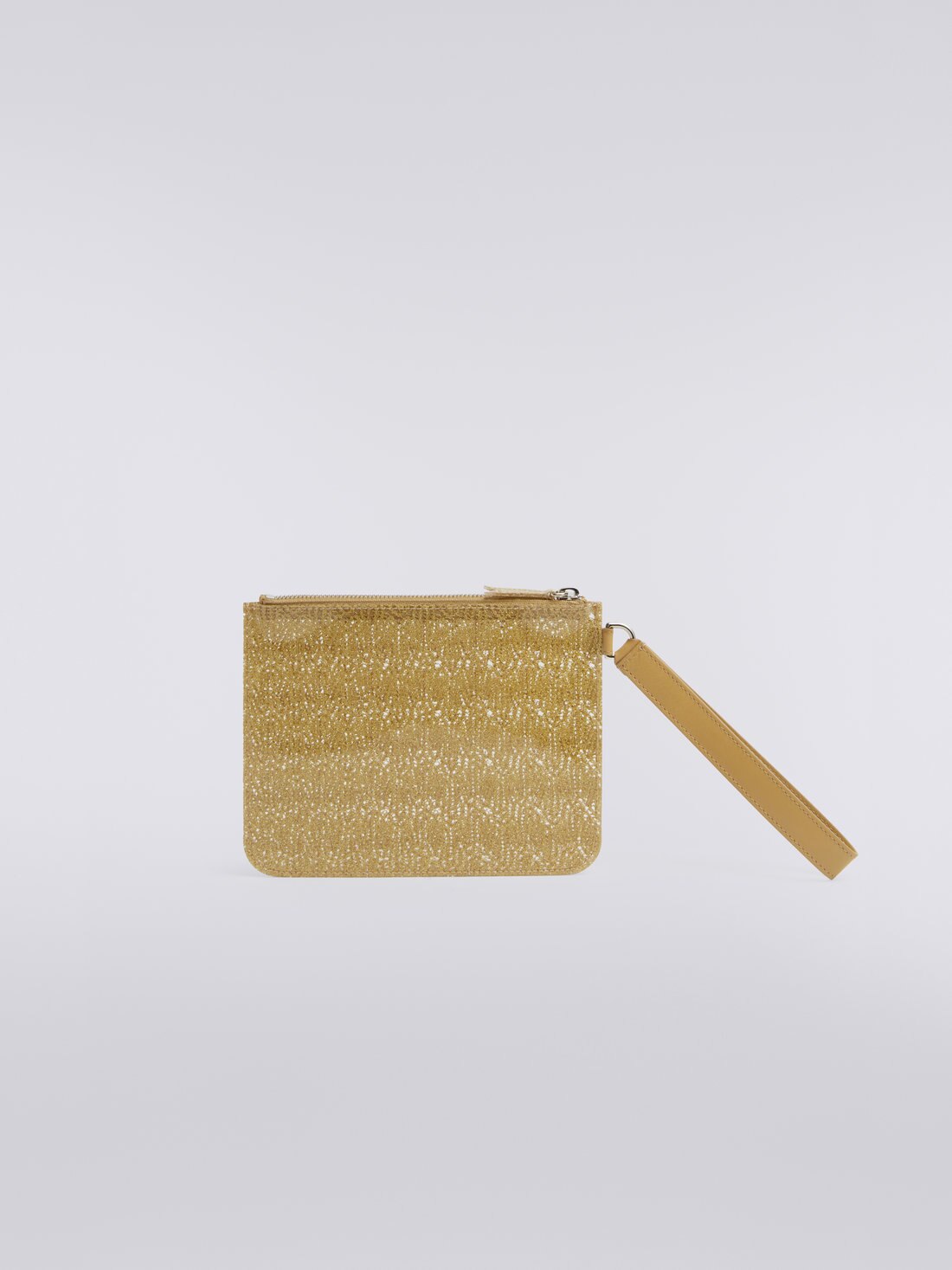 PVC coated lace effect fabric clutch Ochre Yellow Lam Missoni