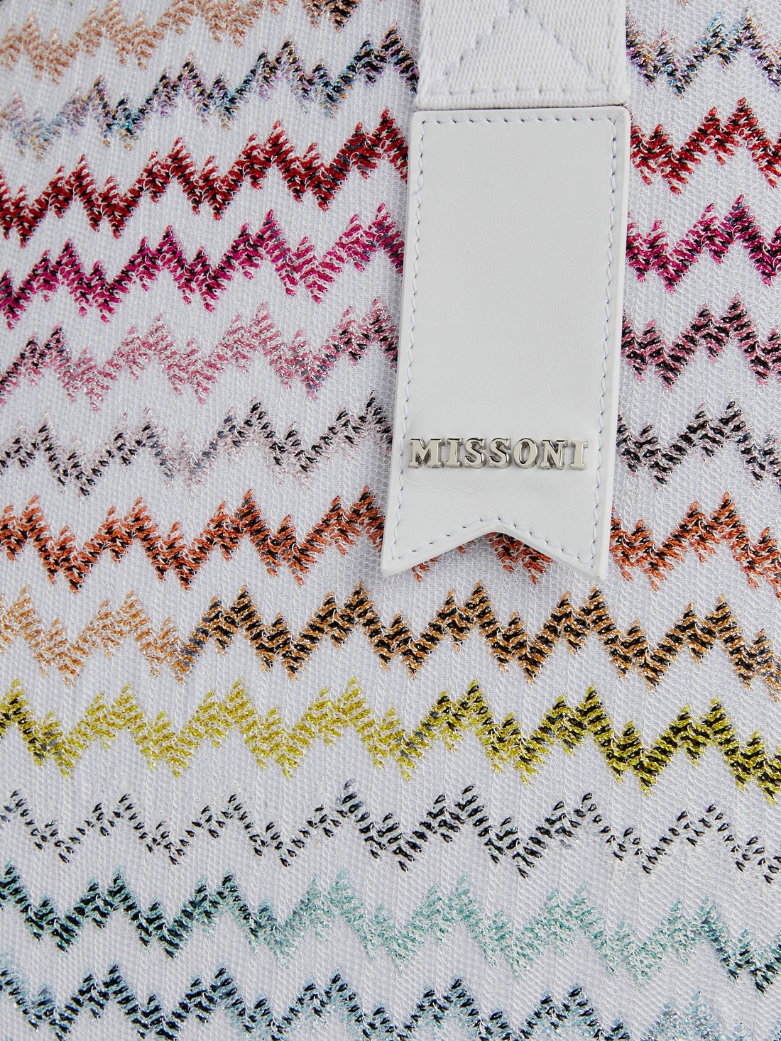 Shopper in maglia effetto pizzo multicolore con dettaglio logato, Multicolore - 8051575777066 - 3