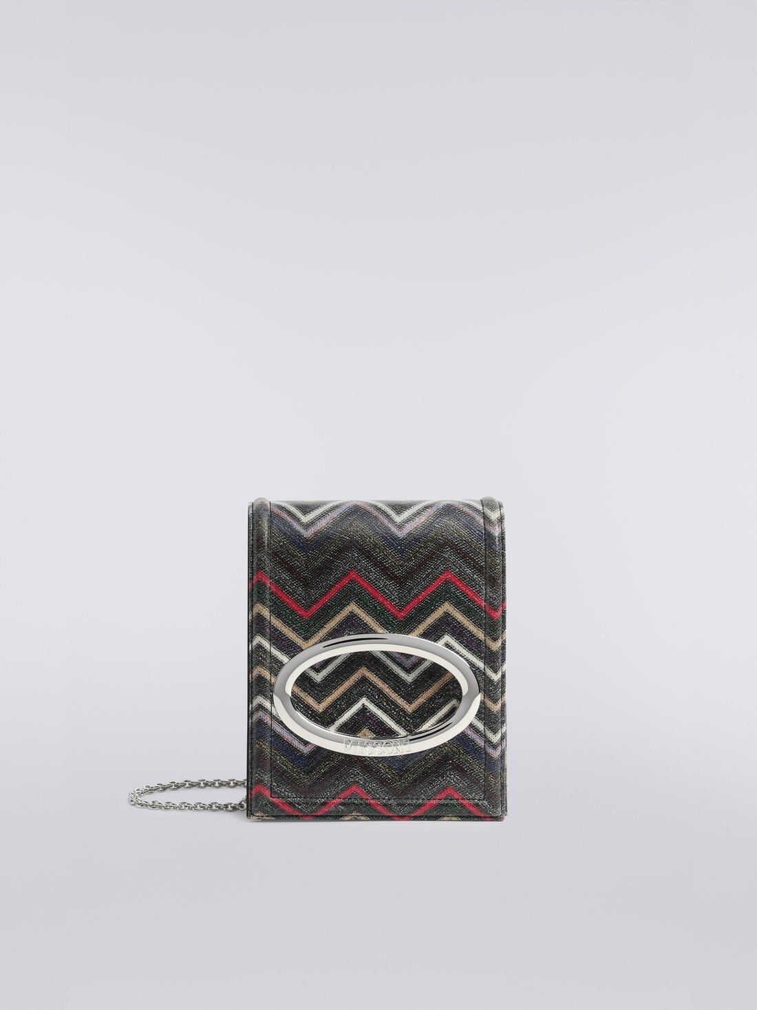 Borsa a tracolla in viscosa lamé zig zag Multicolore