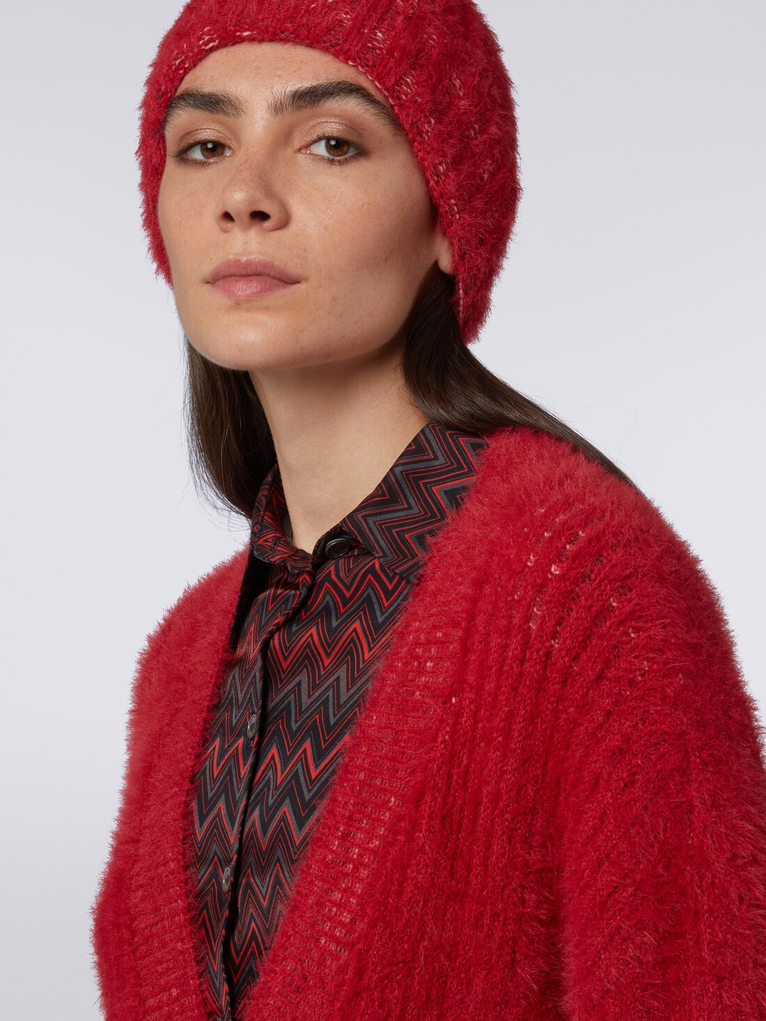 Hat in fur-effect wool blend, Red  - 8053147004976 - 2