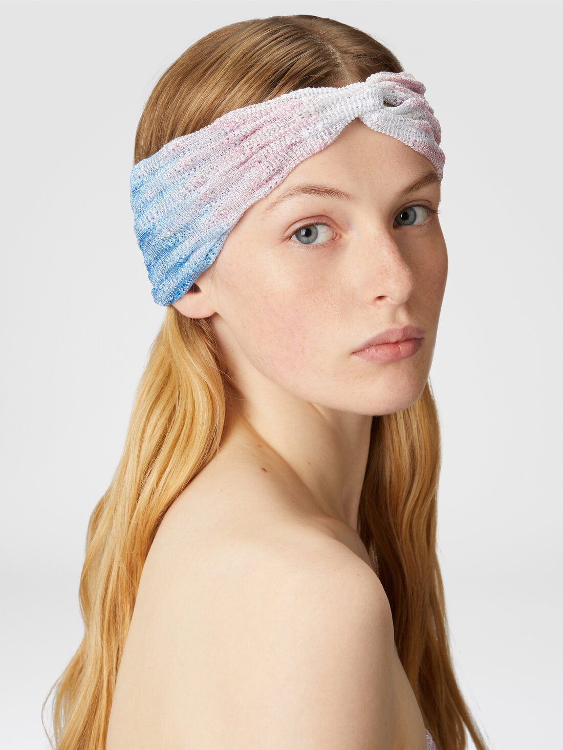 Chevron viscose headband, Blue & Pink   - 8053147557649 - 2