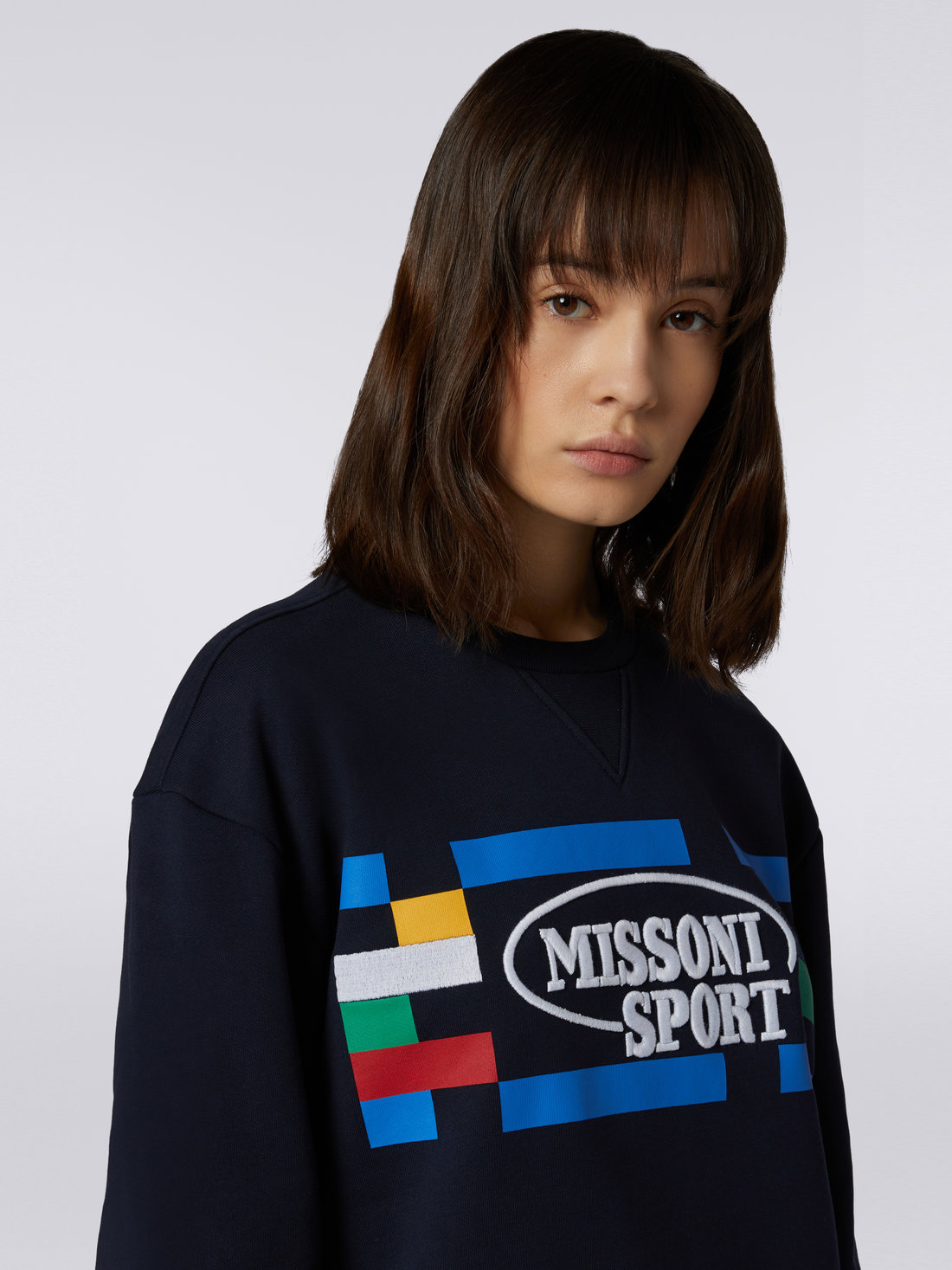 スウェットシャツ ラウンドネック コットン レガシーロゴプリント＆レタリングロゴ入り ネイビーブルー | Missoni