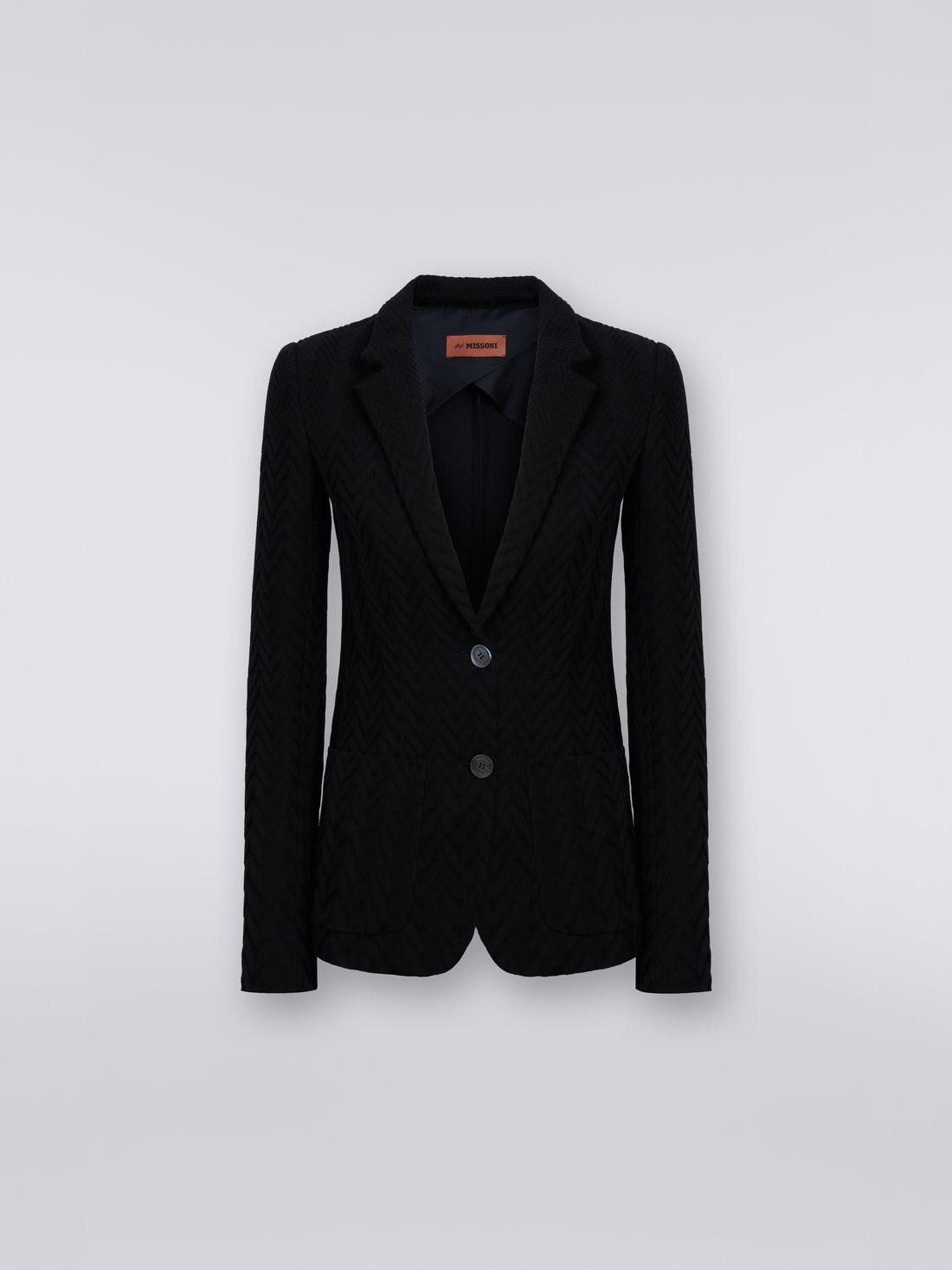 Blazer aus Baumwolle und Viskose - Raschel Verarbeitung, Schwarz    - DC23WF00BR00JE93911 - 0