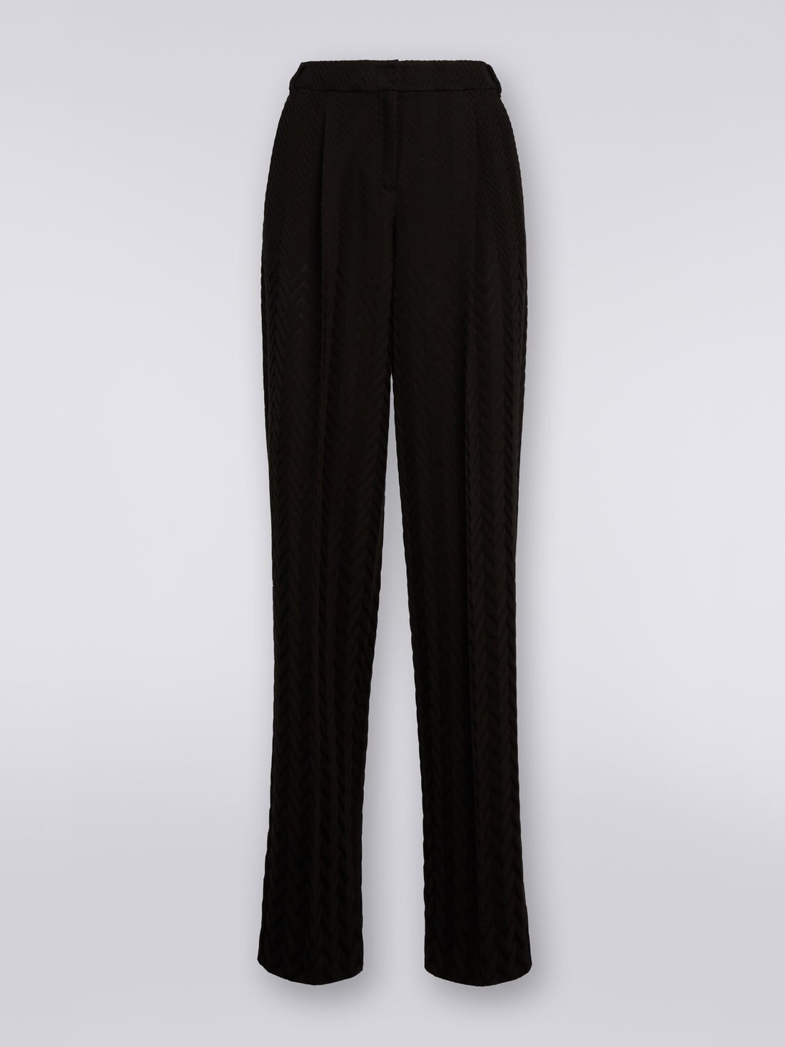 Classic trousers with raschel chevron design, Black    - DC23WI00BR00JE93911 - 0