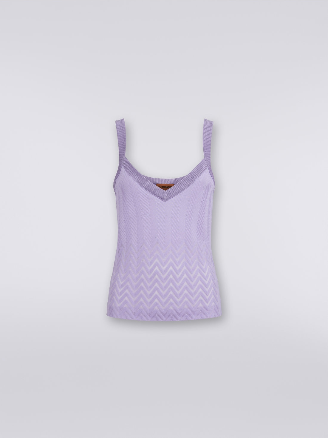 Camiseta de tirantes en mezcla de algodón y viscosa con motivo de espigas, Morado  - 8051575949869 - 0