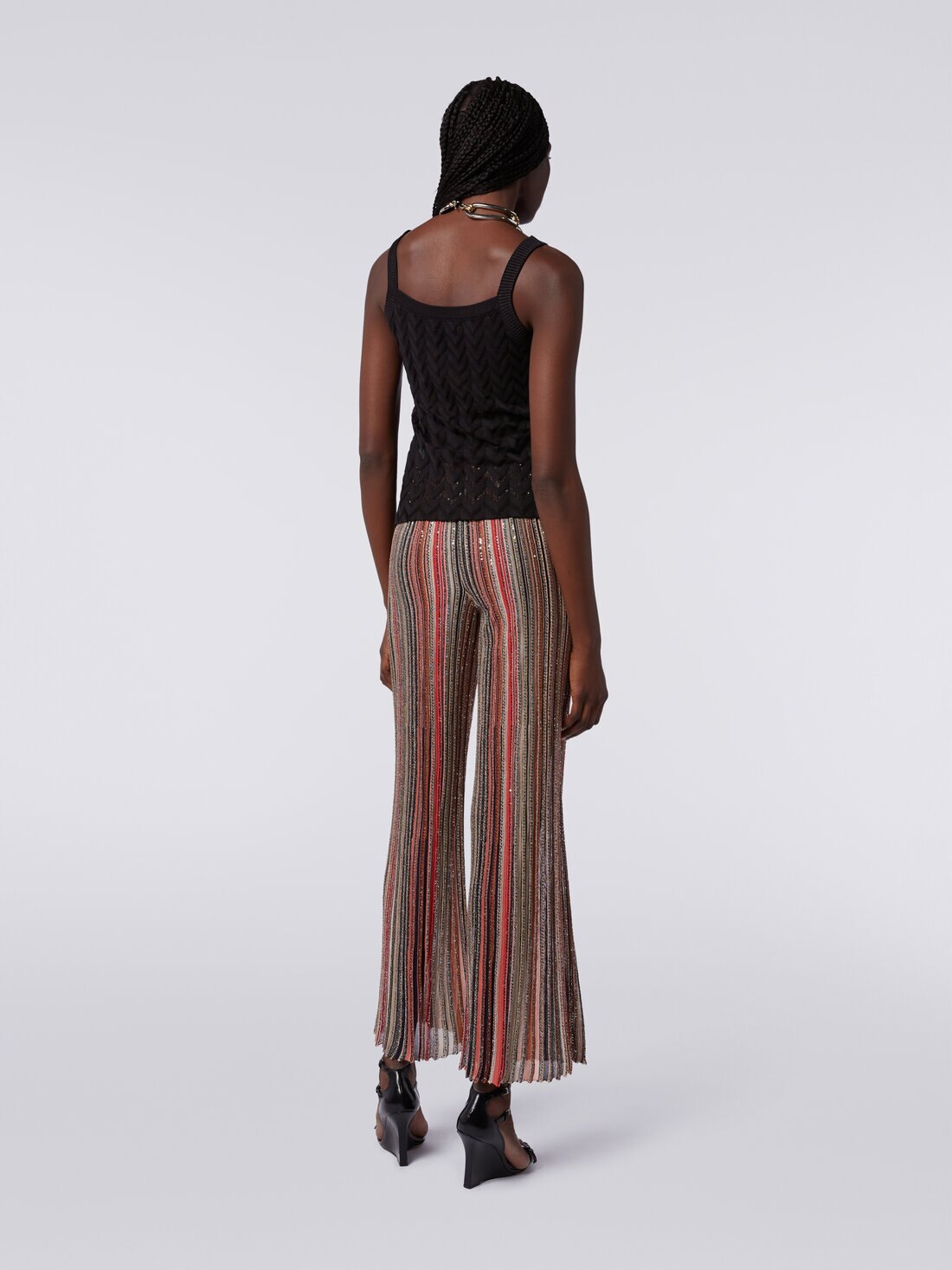 Cotton and viscose blend chevron tank top, Black    - 8053147270067 - 3