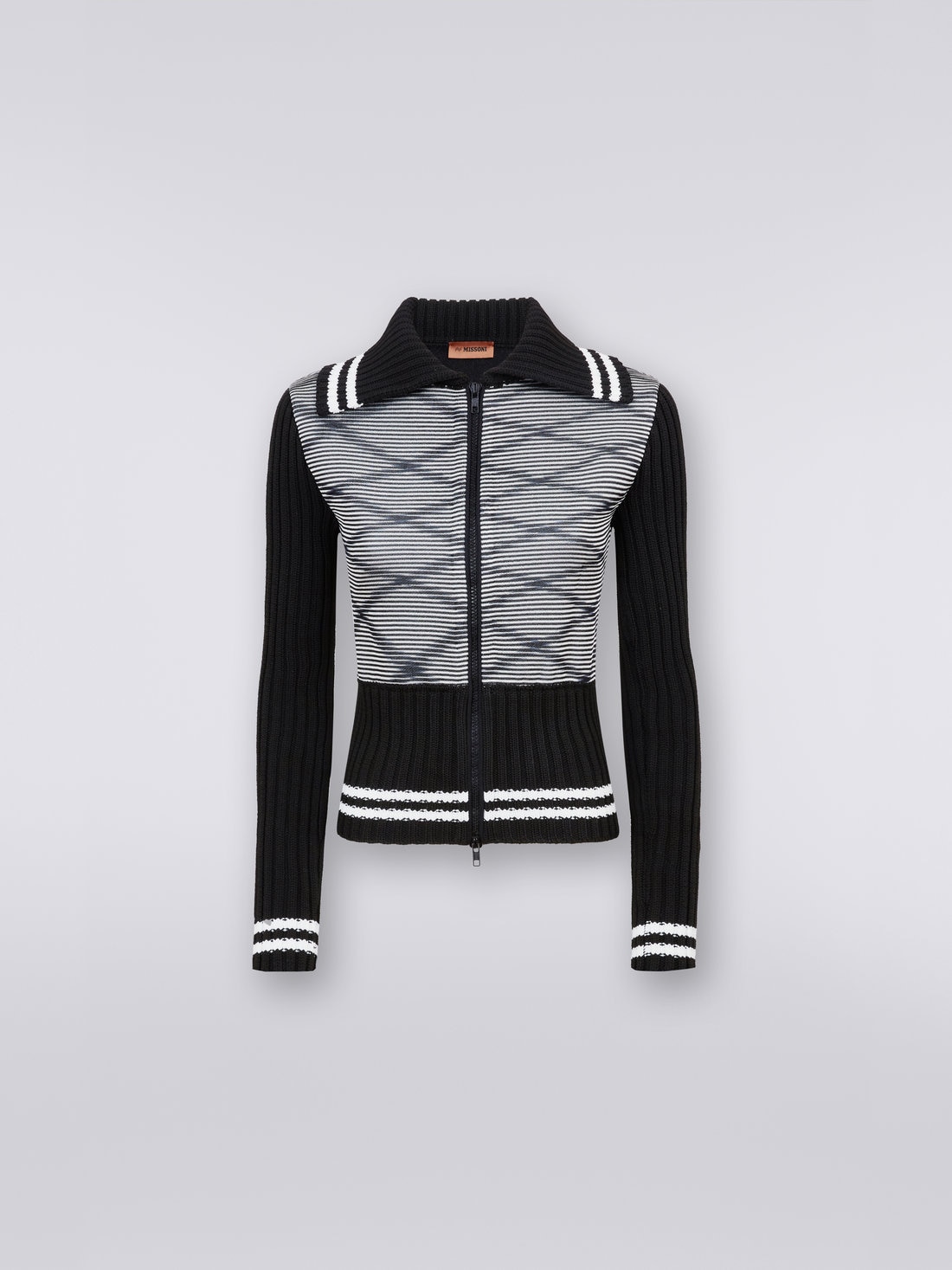 Veste en coton et viscose flammés, Noir & Blanc - 8051575756498 - 0