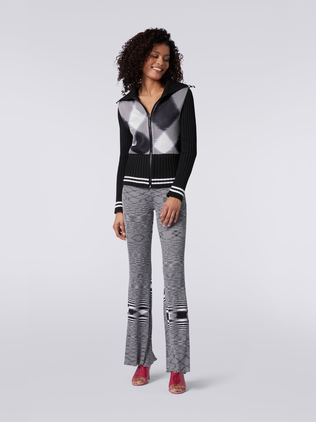 Veste en coton et viscose flammés, Noir & Blanc - 8051575756498 - 1