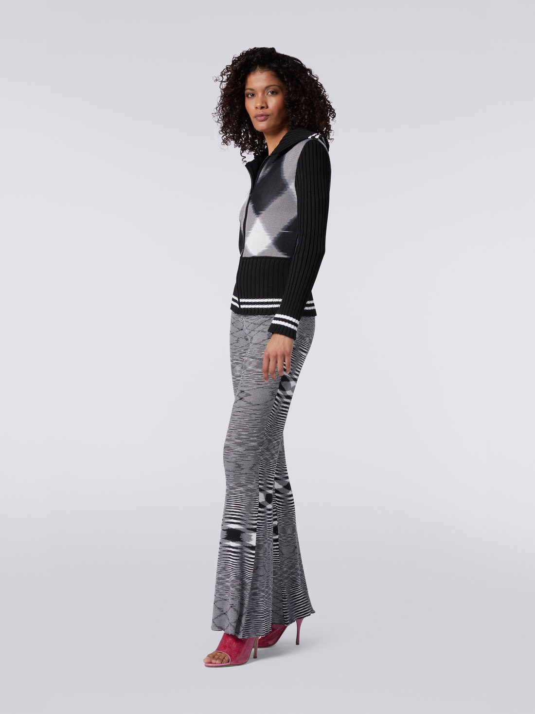 Veste en coton et viscose flammés, Noir & Blanc - 8051575756498 - 2