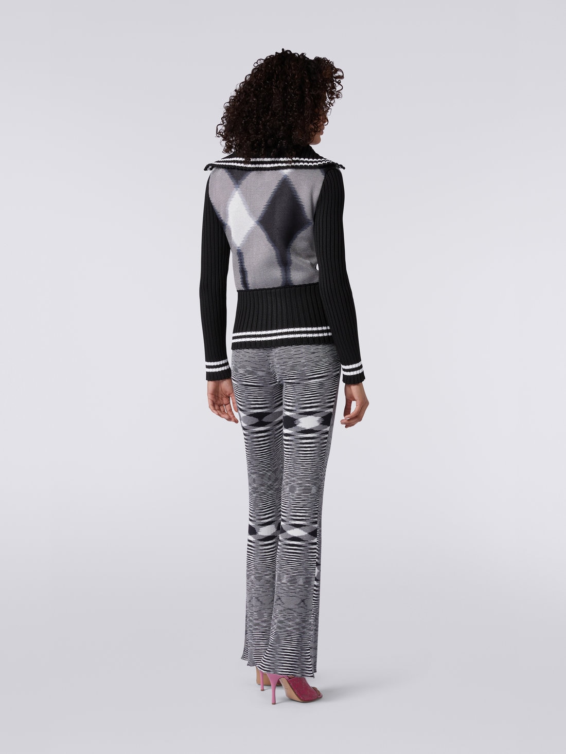 Veste en coton et viscose flammés, Noir & Blanc - 8051575756498 - 3