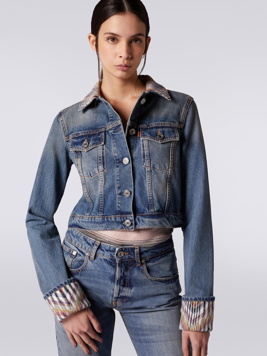 Veste en discount jean avec ceinture