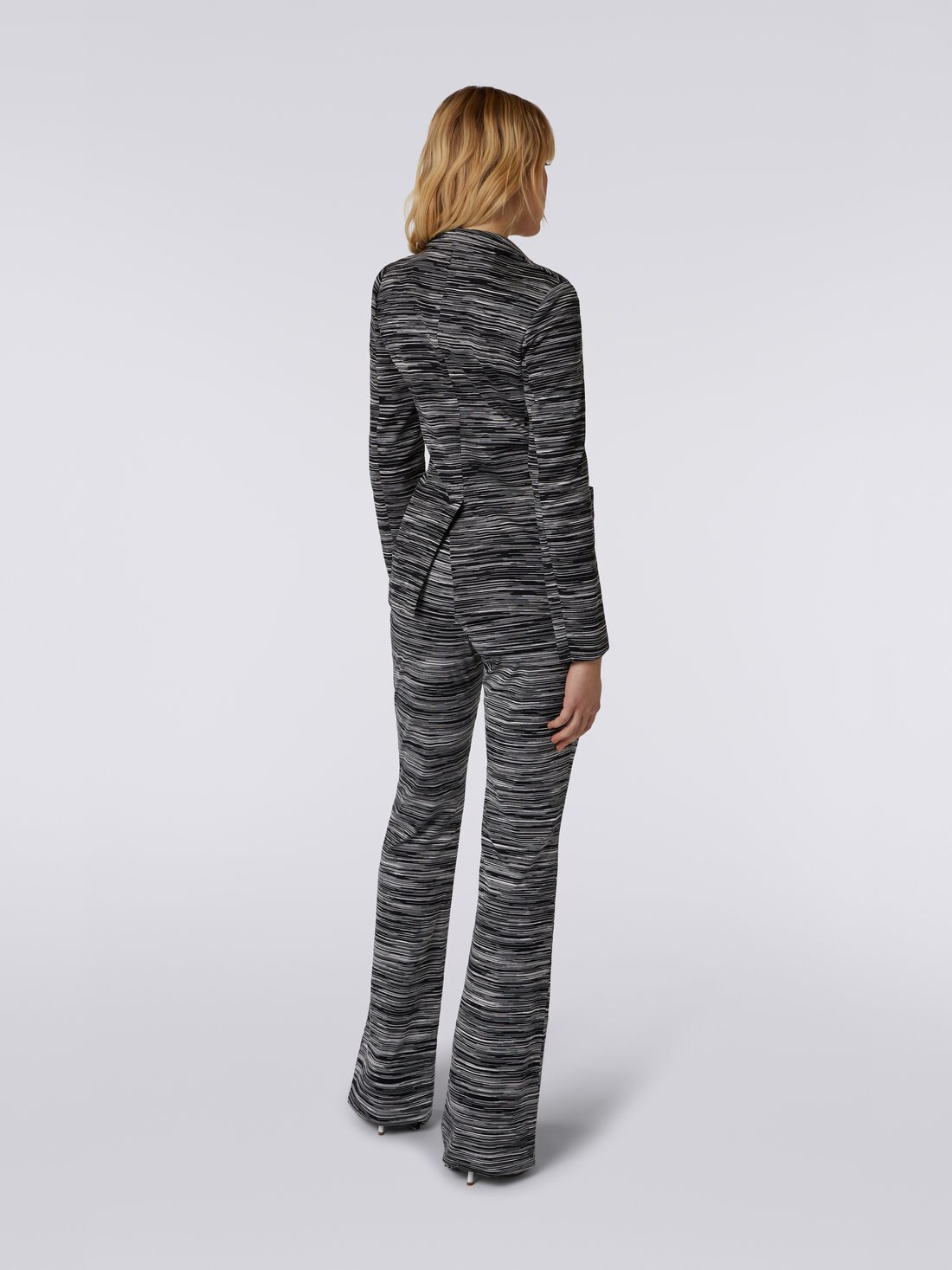 Blazer aus Baumwolljersey mit zweifarbigem Flammgarnmuster, Weiß & Schwarz - 8051575735813 - 3