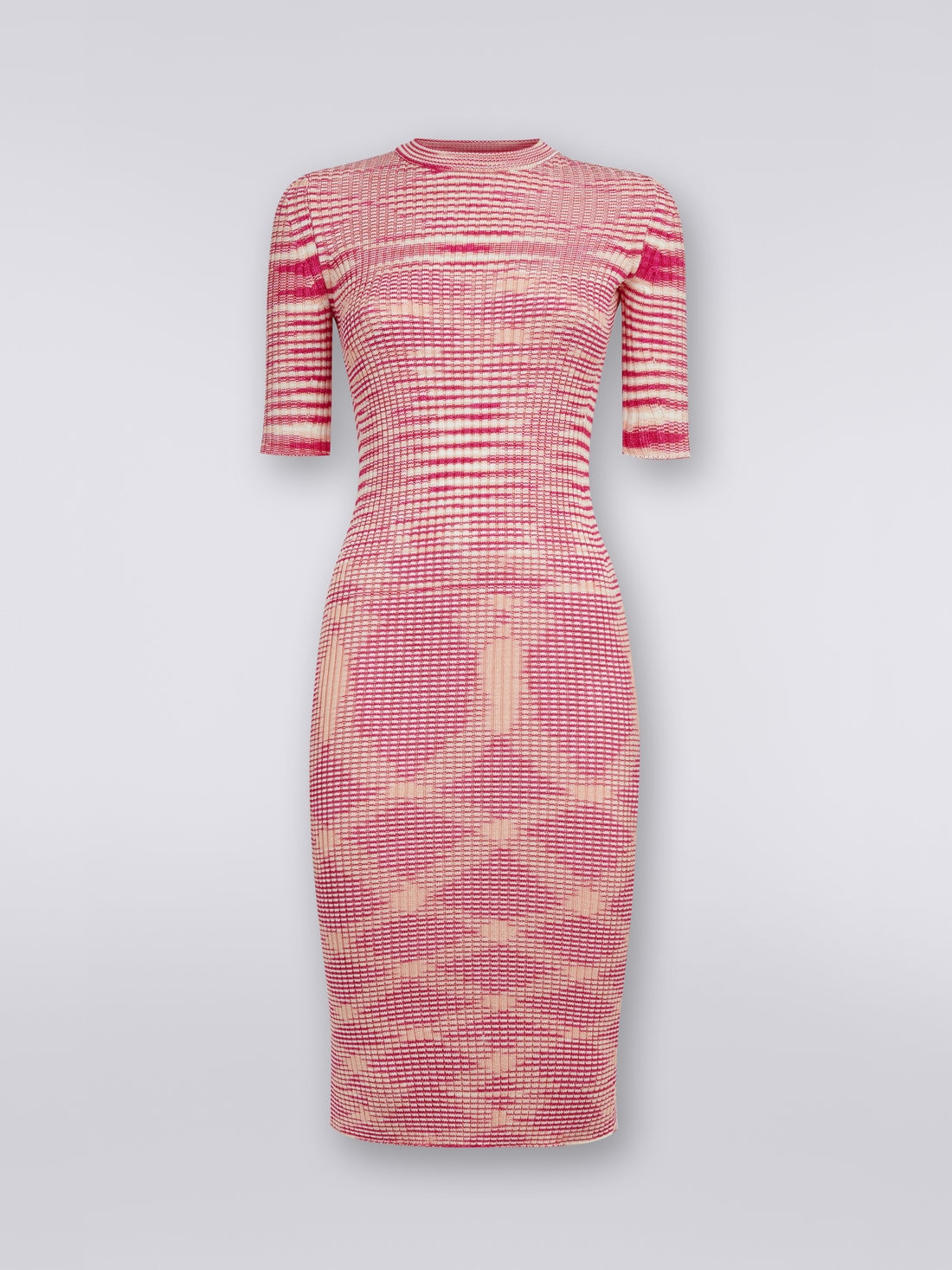 Robe fourreau en viscose flamm e c tel e Fuchsia Rose Blanc Missoni