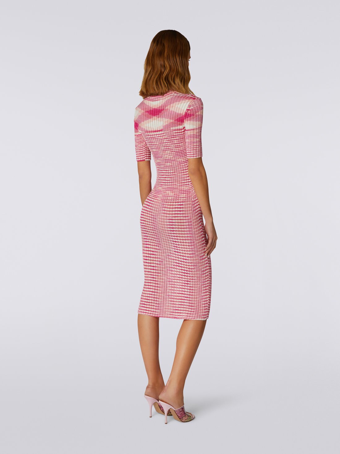 Robe fourreau en viscose flamm e c tel e Fuchsia Rose Blanc Missoni